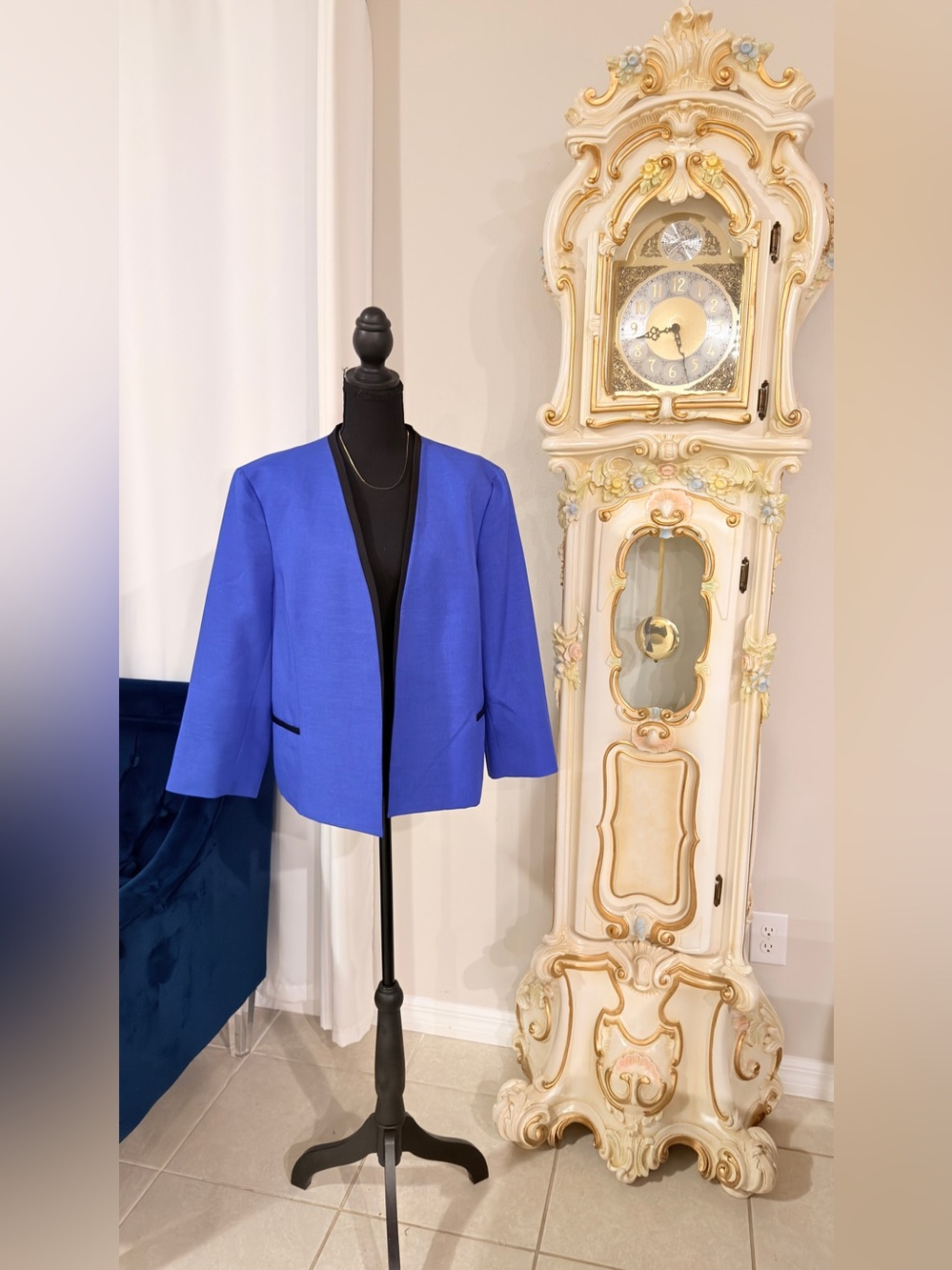 Bold Cobalt Open-Front Women's Blazer